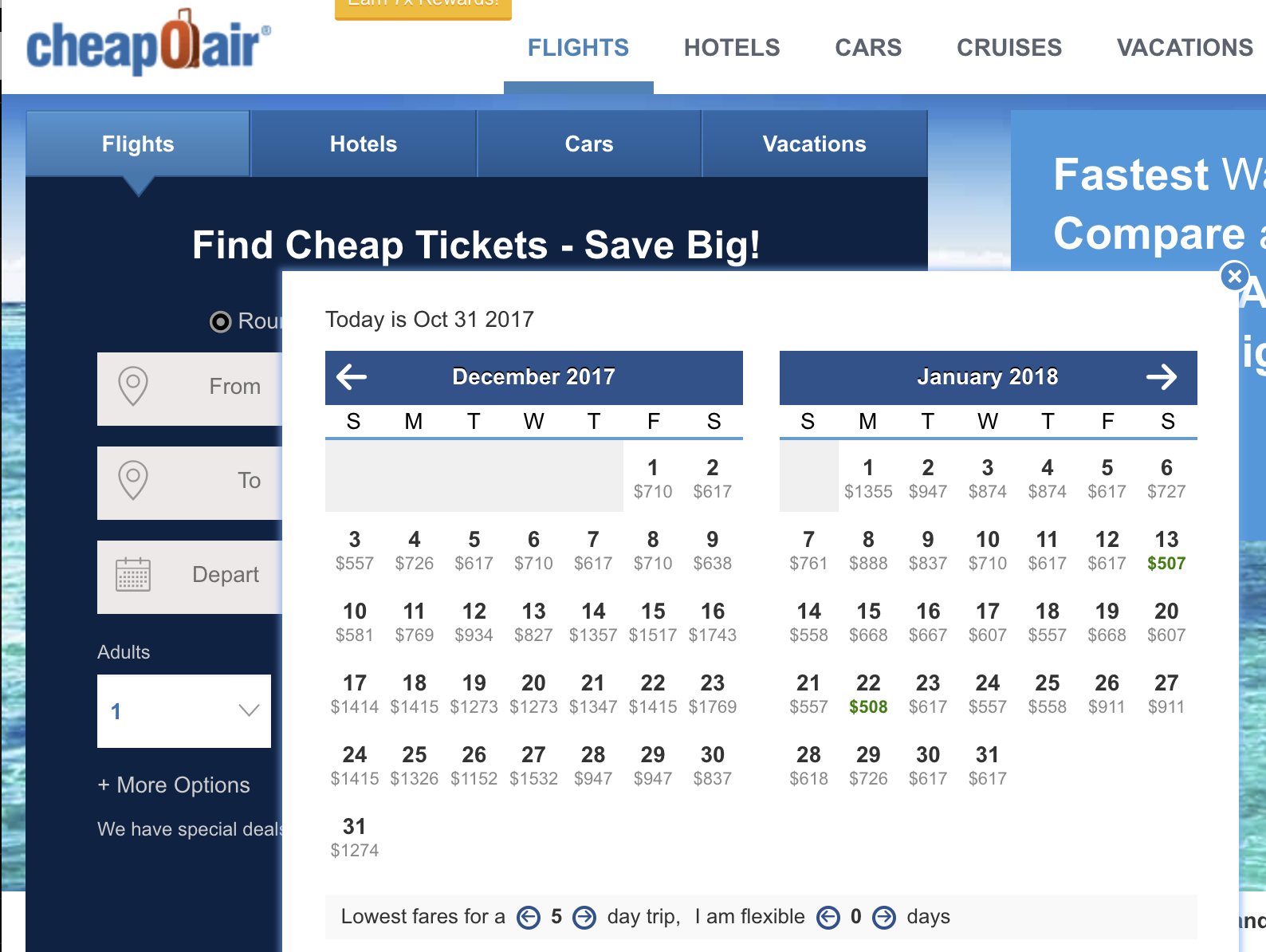 出発地別最安値一覧