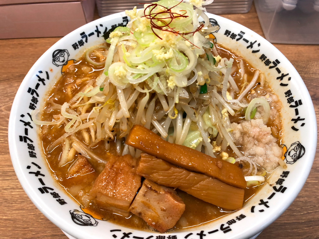 浅草橋 味噌 焼野菜増し 麺大盛り 脂増し (器切れかな?)