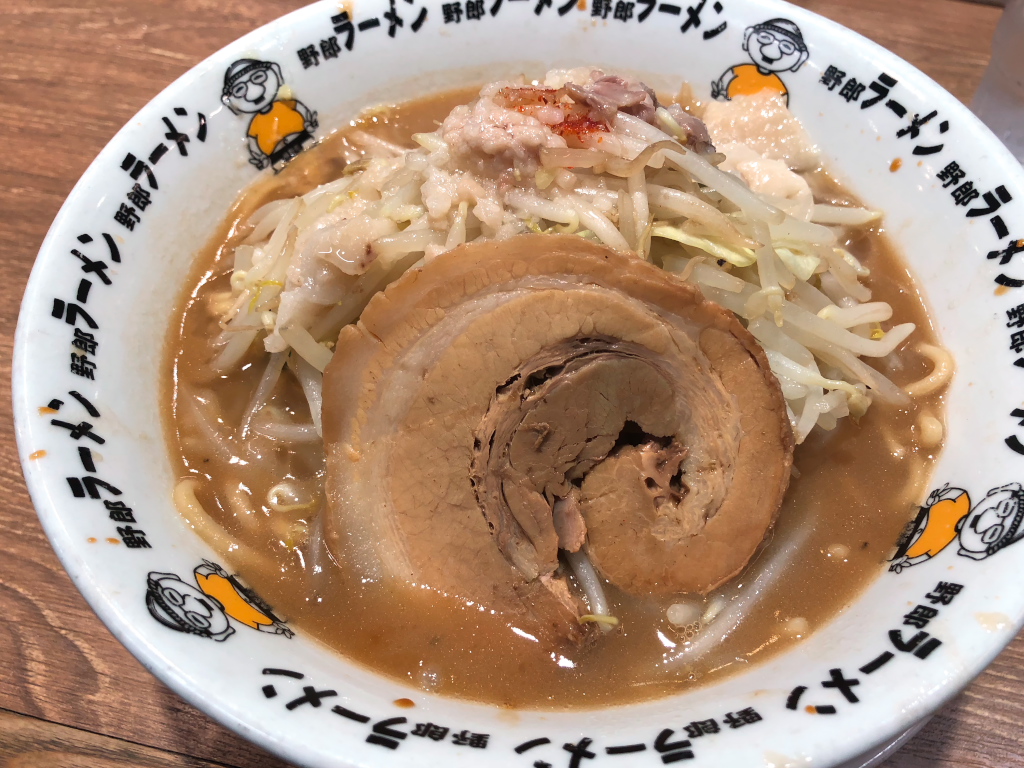 高田馬場 豚骨 焼野菜 麺増し 味濃いめ 脂多め